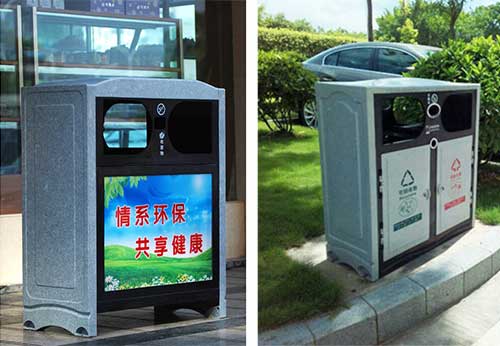  欣方圳仿大理石垃圾桶廠家為清遠(yuǎn)高校送貨上門。