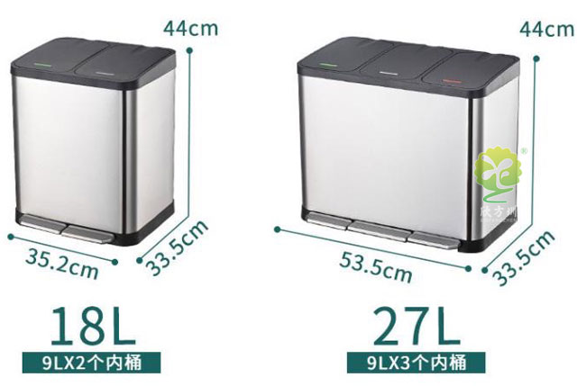 18L不銹鋼家用分類(lèi)垃圾桶-18L室內(nèi)腳踏垃圾桶